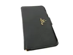PRADA プラダ サフィアーノレザー iPhone7plus/8plus 対応 手帳型 アイフォンケース スマホケース ブラック系 DM5587