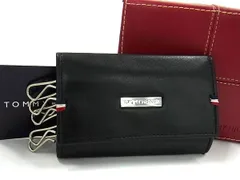 ■美品■ TOMMY HILFIGER トミーヒルフィガー レザー 6連 鍵入れ キーケース メンズ ブラック系 DM5353