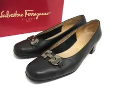 Salvatore Ferragamo フェラガモ ダブルガンチーニ レザー ヒール パンプス 表記サイズ 7 1/2 (約24cm) 靴 ブラック系 DM5599