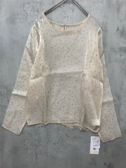 展示品■Bab バブ フロッキードット ブラウス シャツ sizeM/ベージュ ■■ レディース