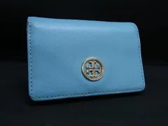 TORY BURCH トリーバーチ ロビンソン レザー カードケース カード入れ 名刺入れ パスケース 定期入れ ライトブルー系 DM5323