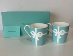 未使用【TIFFANY&Co/ペア  マグカップ  ブルーリボン】ティファニー