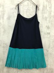 組曲 KUMIKYOKU クミキョク 裾プリーツ キャミソール size2/ネイビー/グリーン ■■ レディース