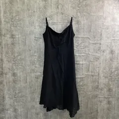 【T-933】ブラック ロングワンピース レディース M相当 キャミワンピ 無地 シンプル フレア 美シルエット 古着 韓国系 大人コーデ 着回し抜群