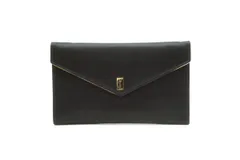 イヴ サンローラン ヴィンテージ クラッチ バッグ ハンドポーチ YSL カサンドラロゴ サテン 黒 ブラック Yves Saint Laurent 5332h