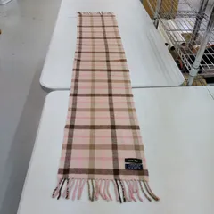 【TAKA84-12】△ EAST BOY イースト ボーイ ｢ラムズ ウール100% マフラー｣ レディース 格子柄 ピンク&ブラウン
