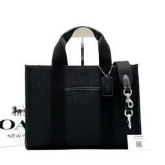 美品 COACH コーチ スミス トート シグネチャー キャンバス レザー ブラック 2WAY ショルダーバッグ A4サイズ収納可能 自立 斜め掛け クロスボディ 肩掛け CY368 メンズ レディース ビジネス オフィス カジュアル ギフト プレゼント
