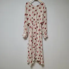 きちんとした フラワー ロング丈ワンピース