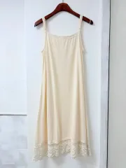 アイボリー レイヤード ロング スリップワンピース