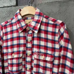 Hollister レッド CHECK フランネル シャツ (M)