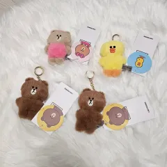 LINE FRIENDS フラットパー バッグチャーム キーホルダー (ブラウン/チョコ/サリー)