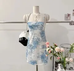 白い ライトブルー ノースリーブ ワンピース ミニワンピース リゾートスタイル