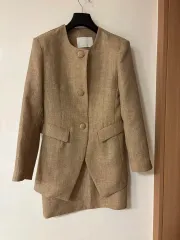 ジャケット&ビスチェ ノースリーブ ワンピース セット 結婚式 ゲストルック 通勤ルック オールドマネールック セットアップ