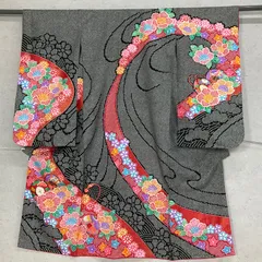 ◆kimono+one◆未使用同然◆7歳くらい用◆女の子着物◆子供着物◆七五三◆袷◆裄57.5肩丈133㎝◆七五三お詣り女の子着物G388のサムネイル