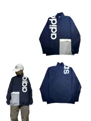 adidas(アディダス) ネイビー スペルアウト 白 ビッグ ロゴ ウインドブレーカー ジャケット