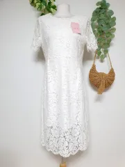 新品 すべてのレース ロング丈ワンピース 白