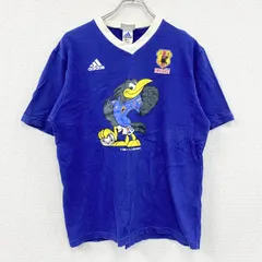 古着 used　～00s　adidas　アディダス　サッカー日本代表　半袖プリントTシャツ　ヴィンテージ　青　ブルー　Mサイズ