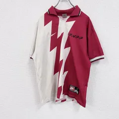 古着 used　90s　NIKE　ナイキ　半袖ポロシャツ　Vネック　バイカラー　赤　レッド　白　ホワイト　Lサイズ