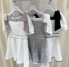 EBLIN evelyn レース ワンピース グレー