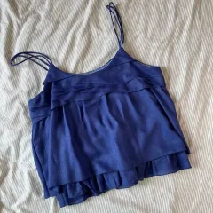 東京ガール ネイビー ダブルストラップ レイヤード ノースリーブ ブラウス