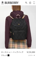 【Shopsオープンにつきクーポン配布中】BURBERRY バーバリー　ホースシューバックパック／リュックサック／リュック／チェック／ブラック／美品／burberry