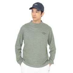 新品 [キャロウェイ] 長袖シャツ モックネック 裏起毛スムース 吸湿発熱 保温性 暖かい ボーダー柄 ゴルフ C25233112 メンズ