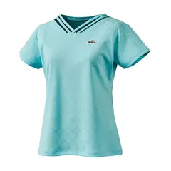 【新品】【Lサイズのみ】prince（プリンス）半袖 テニス ウェア レディース・ウィメンズ ゲームシャツ 吸水速乾・UPF50＋・バド ジャガード 素材　スカイブルー　WS5067-117-L