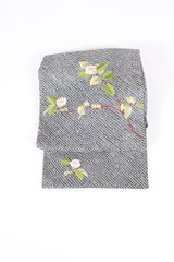 牛首紬付下げ　本加賀友禅　鶴見保次　山吹色　緑　グレー　白　紫　黄櫨　T218 牛首紬付下げ 本加賀友禅 鶴見保次 山吹色 緑 グレー 白 紫 黄櫨 T218