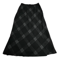 Leilian レリアン ロング丈 スカート チェック柄 ブラック 13+ 大きなサイズ
