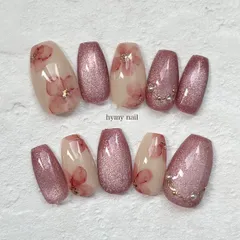 ネイルチップ　花　春　ブライダル　ウェディング　入学式　卒業式　着物　和装　お呼ばれ　お出かけ　旅行　マグネット　大人