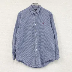 古着 used　Polo by Ralph Lauren　ポロバイラルフローレン　長袖ボタンダウンシャツ　ギンガムチェック　青　Lサイズ