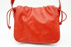 ロエベ ヴィンテージ ミニ ショルダーバッグ アナグラム 巾着 ナッパレザー 赤 レッド LOEWE 5472h