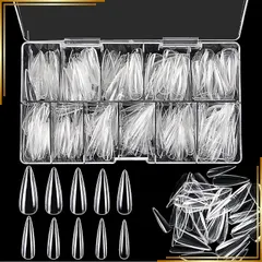 【新品】 JANLOFO ネイルチップ クリア つけ爪 500枚入り ネイルちっぷ ロング ネイル用品 ネイルチップ 長さだし 透明 ネイルアート 練習 (アーモンド) 1