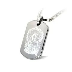 【新品】 [Spirit316] メンズネックレス SPTBD3 不動明王 お守りペンダント 超硬素材タングステン 角丸加工 鏡面仕上げ レザーマーキング (諸願成就 不動尊 シルエット版) (不動明王＆般若心経) 0