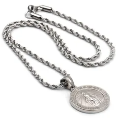 【新品】 [silver KYASYA]奇跡のメダイ ネックレス シルバー 色 聖母 コインネックレス ロープチェーン 50cm 専用BOX付属 0