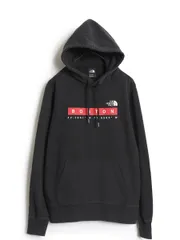 【お得なクーポン配布中!】 ノースフェイス プリント スウェット フード パーカー メンズ S 古着 アウトドア 裏起毛 プルオーバー トレーナー シンプル 薄手 ブラック