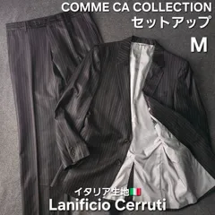 【👌値下げ交渉受付中】COMME CA COLLECTION スーツ セットアップ M 黒 ストライプ CERRUTI イタリア生地 コムサコレクション COMME CA ISM コムサイズム