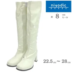 ロングブーツ ブーツ 白 ホワイト つや消し コスプレ 8cm ヒール 靴 22.5cm 23cm 23.5cm 24cm 24.5cm 25cm 25.5cm 26cm 26.5cm 27cm 27.5cm 28cm niyodic ニヨディック
