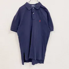 古着 used　POLO by Ralph Lauan　ラルフローレン　半袖ポロシャツ　刺繡ロゴ　紺　ネイビー　Lサイズ