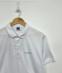 モンベル 機能性 カラーネック ストレッチ 白 半袖 Tシャツ