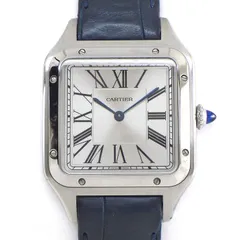 カルティエ Cartier 腕時計 サントス ドュモン LM WSSA0022 スクエア サンレイ シルバー文字盤 SS ネイビーブルー アリゲーター レザーベルト クオーツアナログ 【箱・保付き】 【中古】のサムネイル