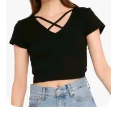 フロント エックス クロス クロップド 半袖T