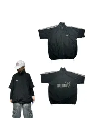 PUMA(プーマ) 黒 スポーティー 半袖 ウインドブレーカー トラック ジャケット L