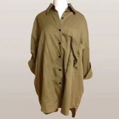 カーキ ルーズ オーバーサイズ ポケット シャツ ／ レディース 55 サイズ