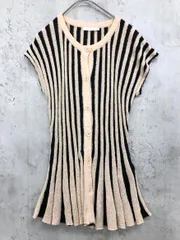 ZARA ザラ ストライプ柄 クロップド丈 トップス ニット セーター sizeS/エクリュ/ブラック ■◆ レディース