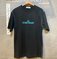 #국내판 STONE ISLAND(ストーンアイランド) 刺繍ロゴ ステッチ 半袖Tシャツ ブラック- D110804