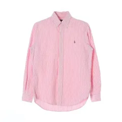 正規品 S ポロ ラルフ ローレン ピンク ストライプ 長袖 シャツ