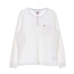 XXL Tommy Hilfiger(トミーヒルフィガー) ジーンズ アイボリー ワッフル ヘンリーネック 長袖 Tシャツ