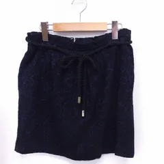 プロポーション ボディドレッシング PROPORTION BODY DRESSING スカート 総柄 台形 ミニ ロープリボン 3 ネイビー 紺 /FT8