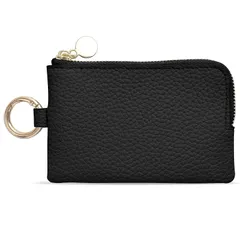 【新品】 [Yeepan] キーケース 小銭入れ 小物入れ スマートキーケース キーレスケース 1つ外側ポケット キーリング ミニポーチ レザー レディース メンズ(ブラック)